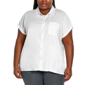 Orvis Classic White Button-Down Shirt Linen Blend XXL Beachy Costal Grandma